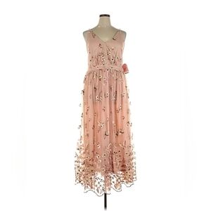 NWT Arula Floral Embroidered Pink Maxi Dress Size A (1X)